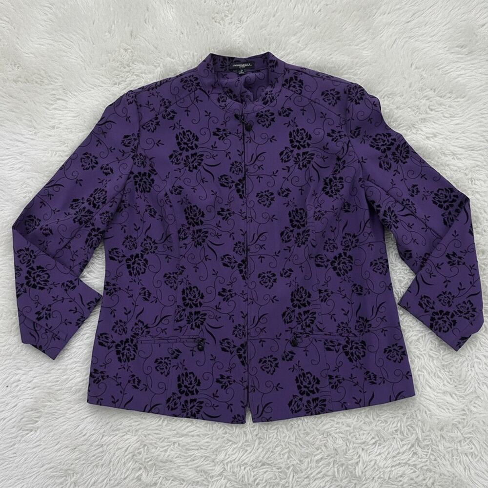 Notations Women's Purple Floral Zip Front Jacket - Size 1X
 b87